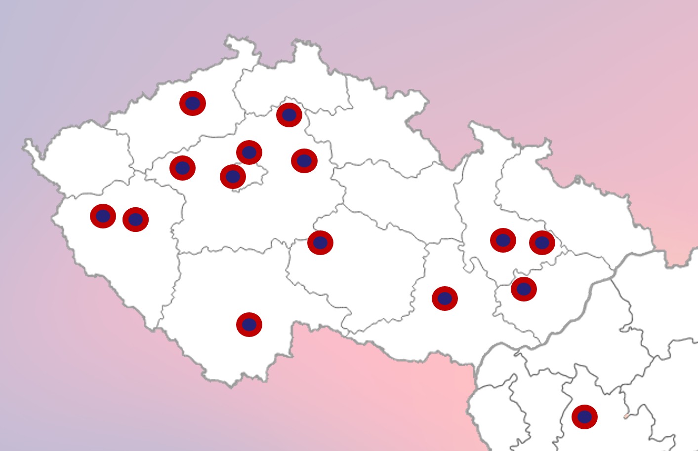Mapa distribučních center projektu LabIR Edu